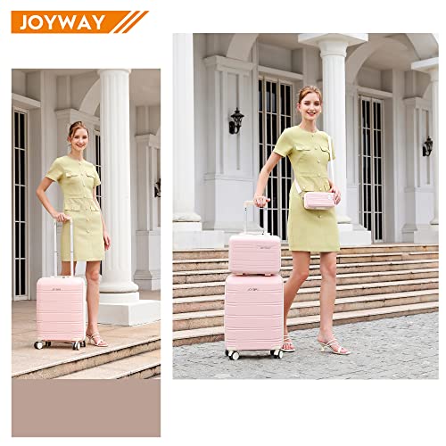 Joyway Luggage Carry-On Suitcases 20" Lightweight Polypropylene Carrying Case With Tsa Lock,Rigid Luggage With Swivel Wheels,14" Cosmetic Bag & 7" Small Bag #TOP6