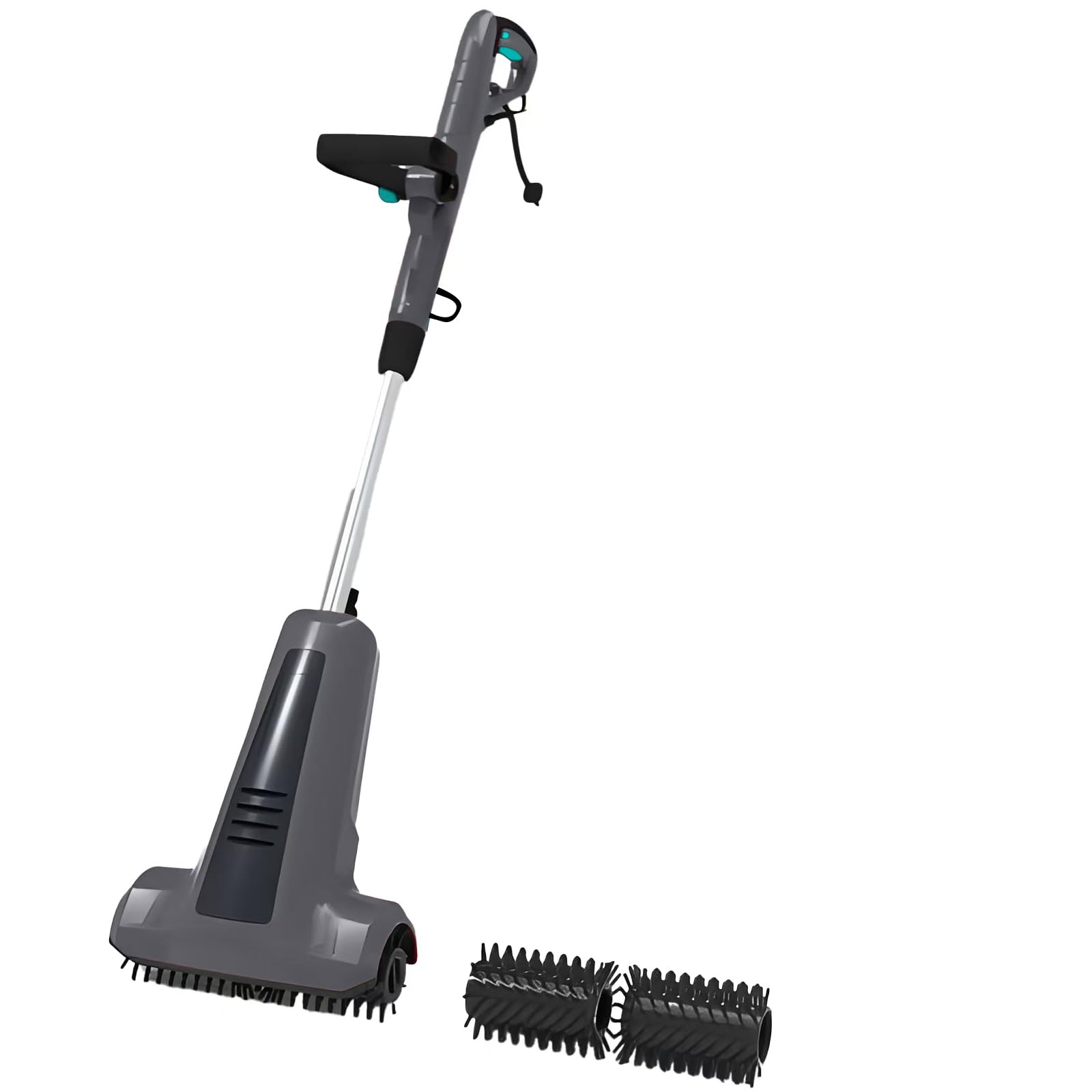 BlueMars Limpiador eléctrico de patio de 600 W con cepillo de rodillo de nailon, limpiador eléctrico para exteriores con función de pulverización de agua, mango ajustable y cable de 10 m para