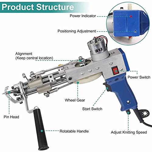 Tufting Gun, Tufting Gun Cut Pile Met 5-45 Steken/sec, Rug Gun Machine Starter Kit Verstelbare Efficiënte Rug Tufting Gun Tapijt Gun Making Machine 100V-240V - Image 4