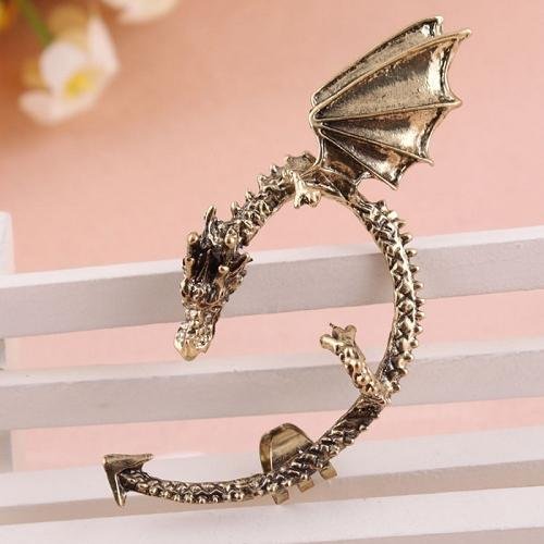 Punk Rock Vintage Gothic Temptation Metal Wrap Fly Dragon Ear Cuff Clip Earrings Bronze