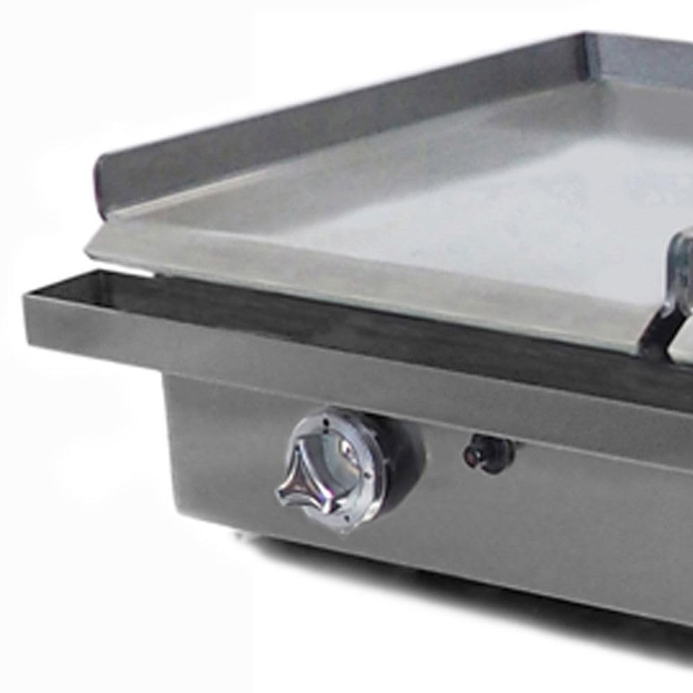 MBH - Plancha à gaz industrielle trois zones 400 x 400 mm économique pour hôtellerie. Fry Top professionnel en acier laminé pour bar et restaurant.