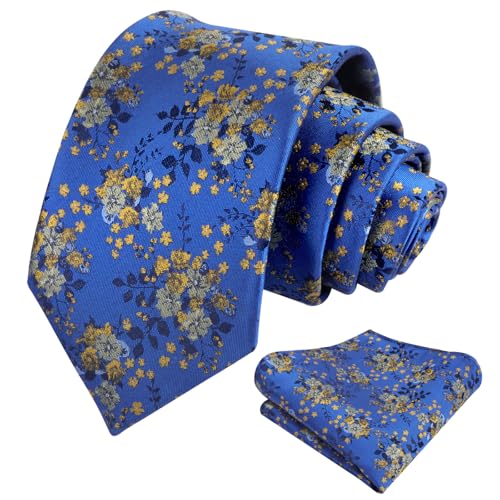 Image of Alizeal Mens 3.15inches Delicate Floral Tie with Small Flower Printed Handkerchief Set
