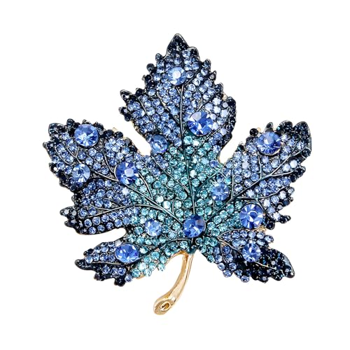 Image of WCRAZYE Rhinestone Maple Brooch Pin for Women Girls Sparkling Full Micro Pave Crystal Fall Thanksgiving Vintage Colorful Maple Leaf Lapel Pin Party Prom Wedding Thanksgiving Jewelry Gift