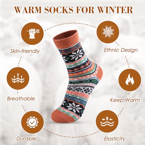 Image of Pleneal Wool Socks for Women - Womens Wool Socks Winter Warm Cozy Knit Sock for Women Men