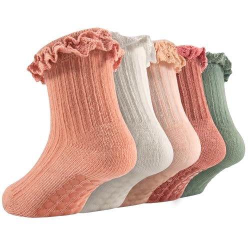 Baby Girl Ruffle Socks Non Slip Grip Socks Toddler Girls Cute Cotton Frilly Ankle Grippy Sock Newborn Infant Kids2