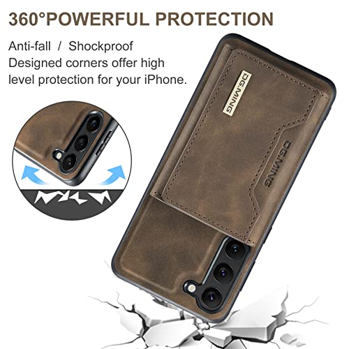 Funda Samsung S22 de piel antirrobo con tarjetero extraíble color caqui 5