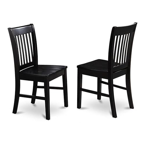 East West Furniture NFC-BLK-W Norfolk Dining Chairs - Slat Back