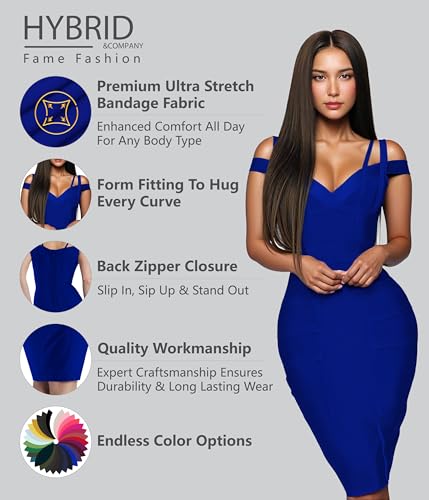 Image of Hybrid & Company Women's Elegant Bandage Dress | Stretch fabric, flattering bodycon fit, elegant silhouette, suitable for cocktail parties, events, and special occasions
