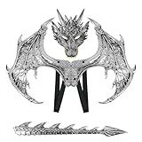 Himine Dragon Wings Props Cosplay Wing With Tail Mask (Silver)
