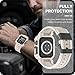 DABAOZA Compatible with Apple Watch Band 45mm 44mm Case for Men, Sport Shockproof Rugged Protective Strap Bumper Cover for iWatch SE Ultra 3/2/1 Series 11/10/9/8/7/6/5/4/3 (Starlight/Black,45/44/42)