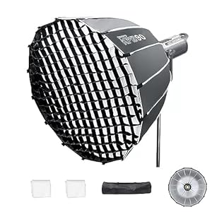 Triopo 35.4inch/90cm Parabolic Softbox Bowens Mount Soft Boxes with Honeycomb Grid, Quick Set up Quick Folding, Compatible with Aputure 120d Light Dome Godox SL60w NEEWER RGB CB60 Bowens Mount Lights