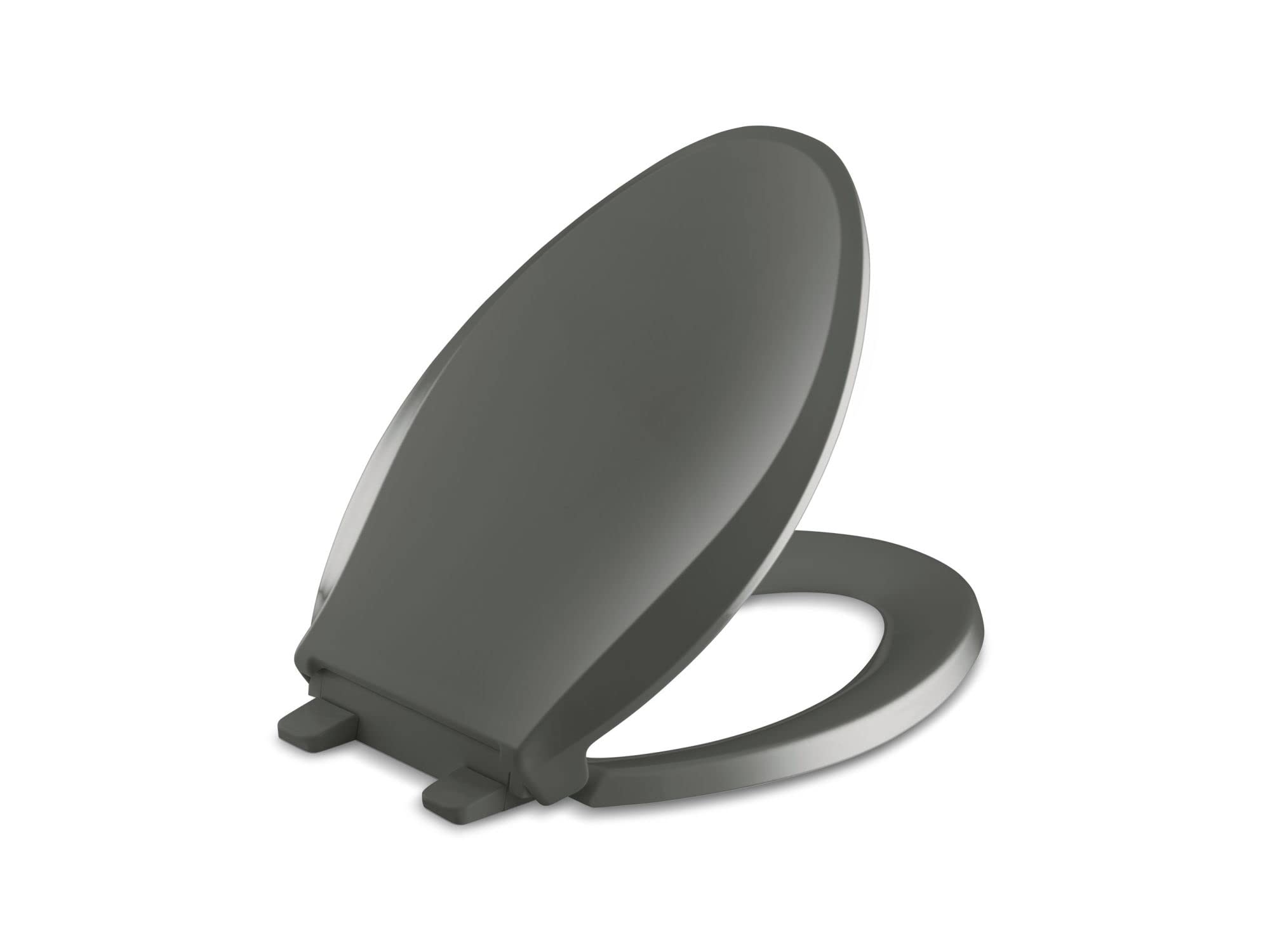 kohler k-4639-58 cachet quiet-close with grip-tight bumpers round-front toilet seat, thunder grey