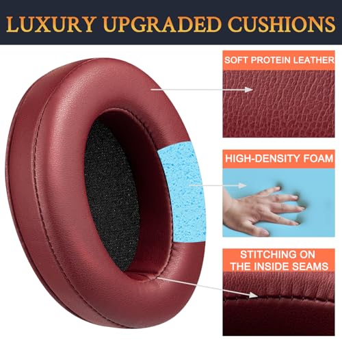 Image of SOULWIT Earpads Cushions for Audio-Technica ATH M50X /M40X, HyperX Cloud /Alpha, SteelSeries Arctis, Ear Pads for Sony MDR-1ABT /1RBT /1RNC /7506, Turtle Beach Stealth 420X /600 - Burgundy