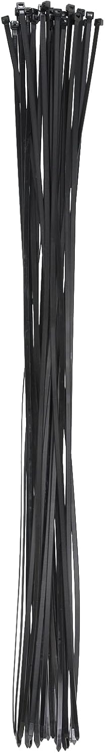 ZipTie.com 48-inch UV Resistant Black Multi-Purpose Cable Tie, 175-lb Tensile Strength, UL 21S Listed, 25-Pack