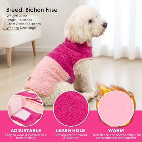 Image of cyeollo Sherpa Dog Coat Reversible Dog Jackets for Medium Dogs, Rose Red, XL