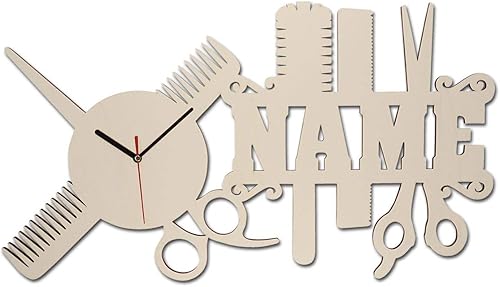Reloj colgante de pared único personalizado con nombre, el regalo individual perfecto para peluquería, estilista, salón de belleza o peluquería,