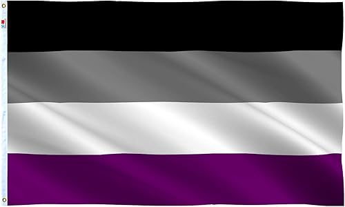 rhungift Bandera de orgullo asexual de 3 x 5 pies, moderada para exterioresinteriores en ambos lados de poliéster 100D, banderas de asexualidad gay