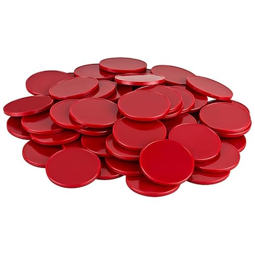Einkaufswagenchips Rohlinge aus Kunststoff Größe wie 1 Euro Münze, Farbe:brillantrot, Größe:100 Stück