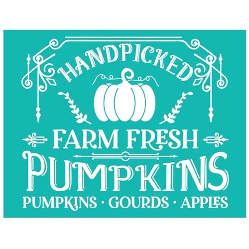 MANGOUSONG Screen Printing Kit,21.59x27.94cm Farm Fresh Pumpkins Reusable Self- Adhesive Silk Screen Stencils Mesh Transfers for Home Decoration Handmade Craft