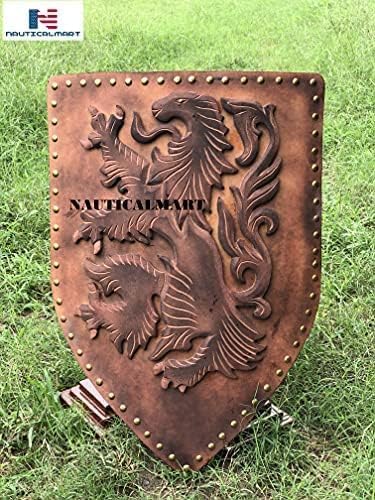 Nautical-Mart Lion Wooden Medieval Shield for Re-Enactment Halloween Costume or Display