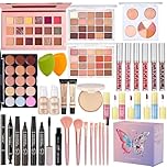 All in One Makeup Kit, Make Up Gift Set for Women, Makeup Kit for Women Full Kit, Includes Foundation Face Primer Eyeshadow Concealer Liquid Blush Lipgloss Eyeliner Mascara Cosmetic Brushes Set