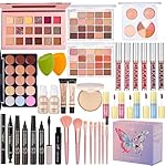 All in One Makeup Kit, Make Up Gift Set for Women, Makeup Kit for Women Full Kit, Includes Foundation Face Primer Eyeshadow Concealer Liquid Blush Lipgloss Eyeliner Mascara Cosmetic Brushes Set