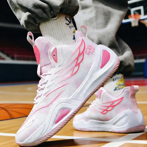 Image of Unisex Basketball Shoes for Women Men Breathable Mesh Non Slip Rubber Sole Lightweight Athletic Sneakers for Indoor Outdoor Court Walking Training