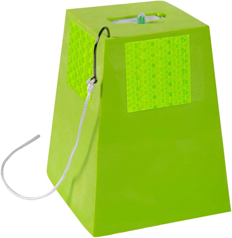 Slock Master 4 Lighted Big Cat Fishing Jugs for Catfishing, Includes 4 Green Jugs with LED Lights, Razor Sharp Hooks and Line, Bright Reflective Exterior