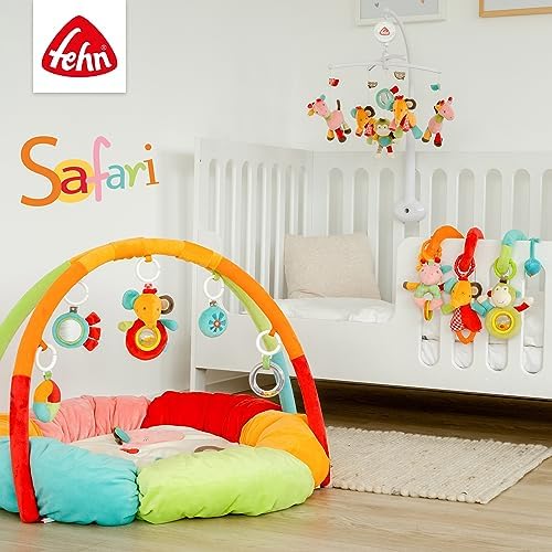 Fehn 74604 Rękawiczka do Zabawy z Dziećmi w Motyw Safari, Wielokolorowy, 20 x 5 x 33 cm