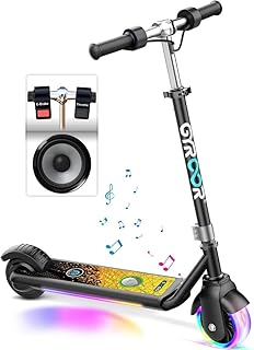 Gyroor H30 MAX Electric Scooter for Kids Ages 6-12, E Scooter with 150W Motor, 3 Adjustable Heights, Dual Safety System and 15km Max Range, App Control Music E-scooter Gifts for Boys, Girls and Teens