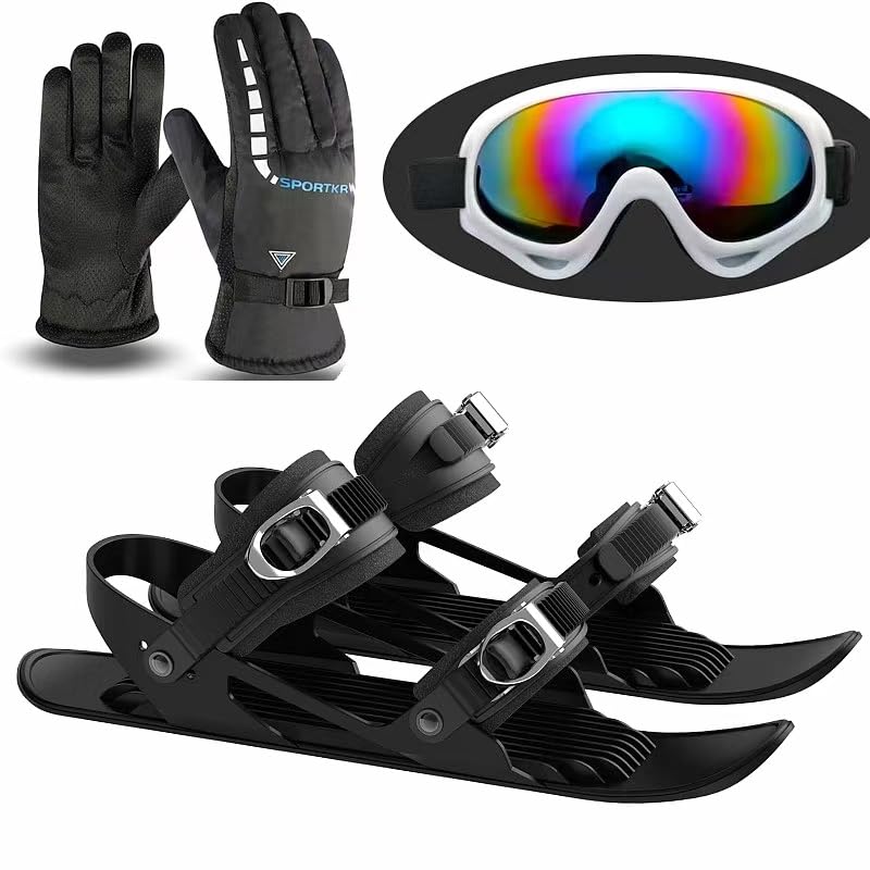 Mini Ski Skates for Snow, Portable Short Skating Ski Shoes, Short Snowskates Snowblades Skiboards, Ice Skates for Winter Sport Skiing Equipment?Skis for Winter Shoes