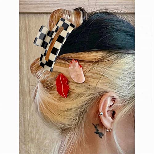 Magicsky 10 Pcs Hair Claw Clips for Women, Opal Marble Tortoise Acrylic Large Claw Clip for Thick Thin Hair, 90\'s Cute Butterfly Hair Barrettes Pins, Aesthetic Styling Accessories for Girls-Rectangle