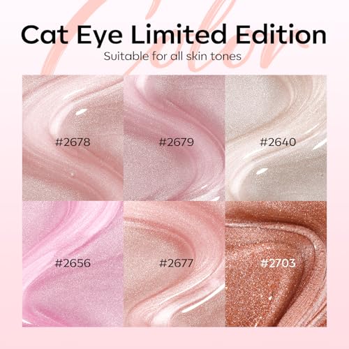 Image of modelones Cat Eye Gel Nail Polish, 6 Colors Nude Gel Polish Pink Glitter Brown with Magnet Sparkle Galaxy Series Nail Polish Kit Soak Off Led Nail Art Manicure Salon DIY Gifts