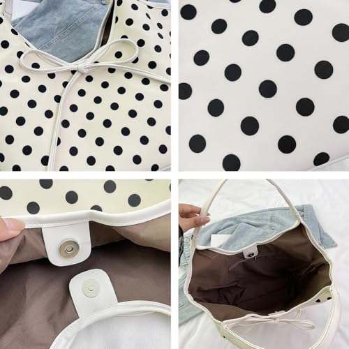 Corduroy Tote Bag for Women Polka Dot Shoulder Bags Slouchy Tote Top Handle Satchel Purse Hobo Bag Travel Gym Overnight 20252