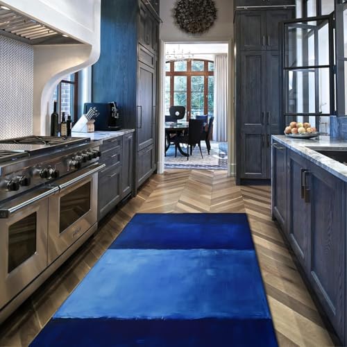 Tapis de cuisine lavable grand tapis antidérapant bleu - 3