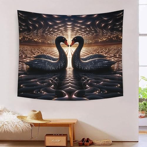 Tapisserie murale cygne 3D 180x230 cm drap de décoration en tissu pour grand salon