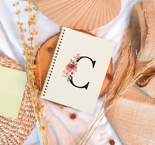 Carnet à spirale personnalisé avec initiale C, cadeau monogramme élégant