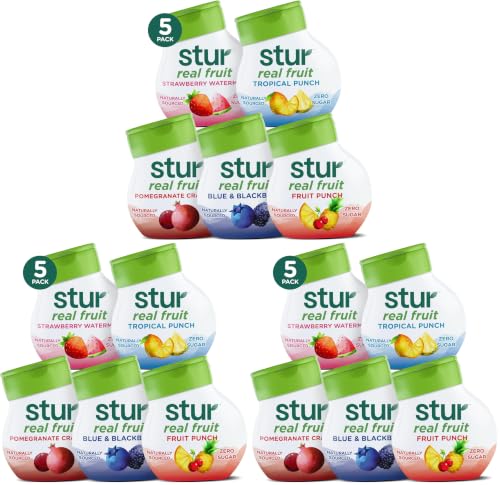 Image of Stur Liquid Water Enhancer | Classic Variety Pack | Naturally Sweetened | High in Vitamin C & Antioxidants | Sugar Free | Zero Calories | Keto | Vegan | 5 Bottles, Makes 120 Drinks (Pack of 3)
