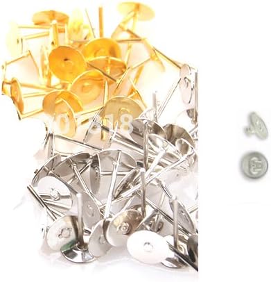 Udhayam Gold/Silver Finish Stud Head Pin And Earring Rubber Back Bush For Jewellery Making Kit