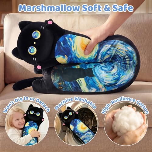 Miniatura 8 de Mewaii 50cm Largo Gato De Peluche Almohada Suave Y Cómoda Peluche Gato Cojines De Felpa Perfectos Para Regalo