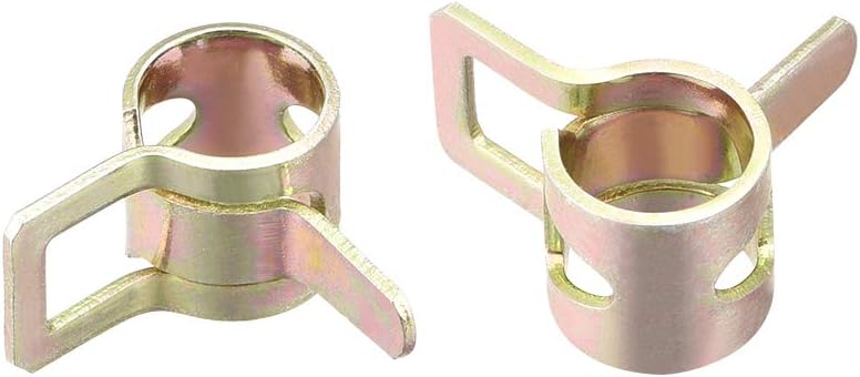 uxcell Spring Band Type Clamp 13mm Inner Dia Fit 13.5-14.2mm OD Hose Fuel Line Silicone Tube Clips Clamp Color-zinc Manganese Steel 50Pcs