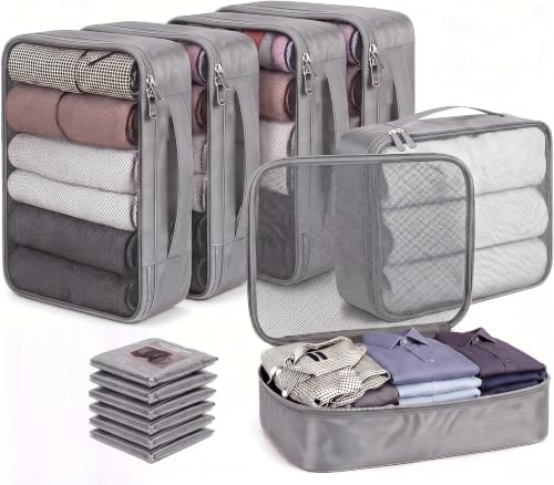 6 Set große Packwürfel für Koffer und Rucksäcke, Netz-Reise-Aufbewahrungstasche, Reise-Koffer-Organizer, Verpackungs-Aufbewahrungstaschen, Schuhe, Taschen für Kleidung, Schuhe und