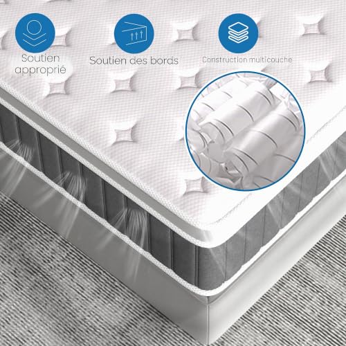 Matelas hybride H3 180x200 cm, épaisseur 31 cm Bednew