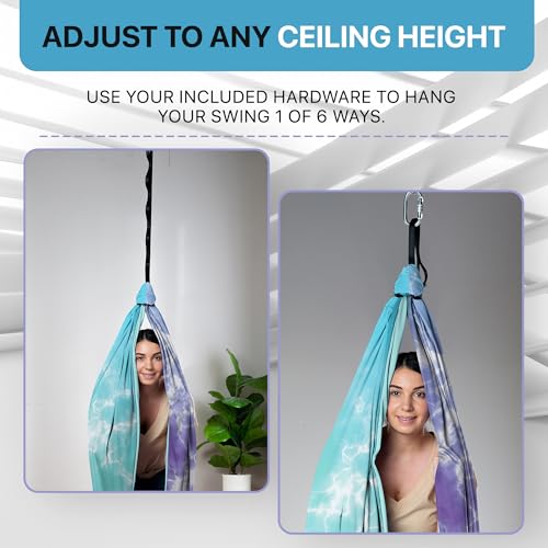 Image of Indoor Sensory Swing for Kids or Outdoor - Holds 300lbs, Double-Layer, & 360 Swivel, Calming Compression Therapy Swing Hammock for Kids & Adults with All Hardware - Sensory-Motor Toys & Gifts