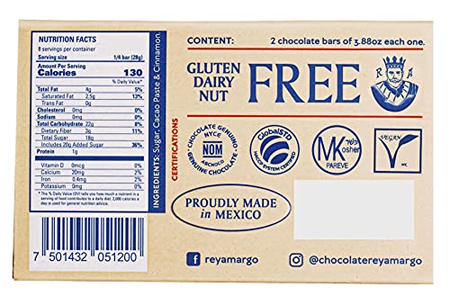 Rey Amargo Mexican Traditional Chocolate - 2 Bars (7.76 Oz Total Package Weight) - 100% Natural - Handmade - Vegan - Kosher #TOP3