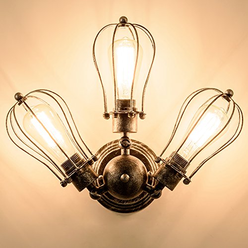 Moonkist Vintage Ceiling Light Industrial Rotatable Semi-Flush Mount Ceiling Light Metal Lamp Fixtures Painted Finish (With 3 Light) (Silver) #TOP4