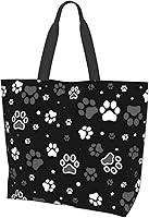 AZJOYLIFE Large Tote Bag for Women - Reusable Waterproof Beach Grocery Shopping Bag, Dog Paw Turtle Print, 19.7x15.7in
