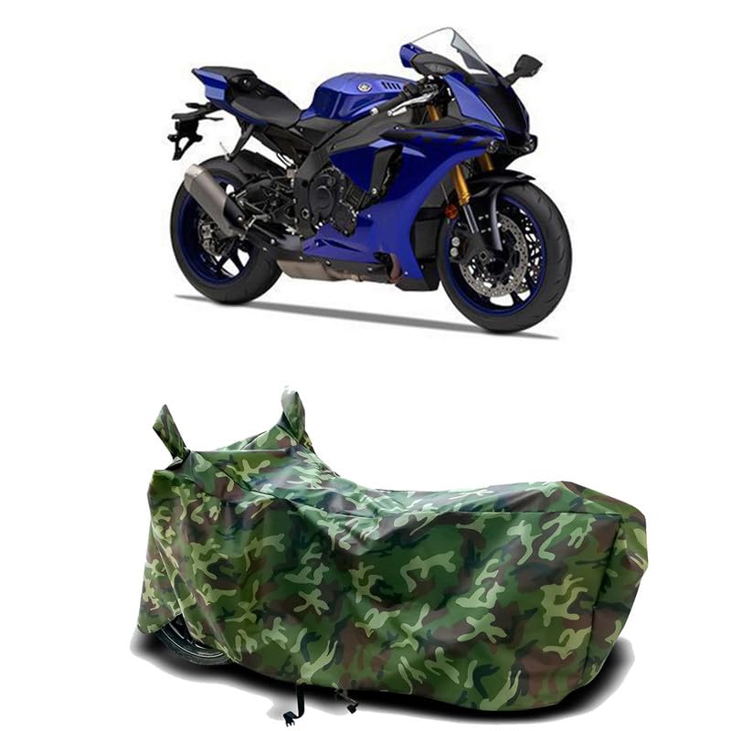 Image of DUFFEL-100% Heat Protection Two Wheeler Bike /Scooty Body Cover for Yamaha YZF R1 Water Resistance /UV-Rays /Birds Dropping /Scratchproof /Dust Proof /Waterproof[Green Jungle Print]