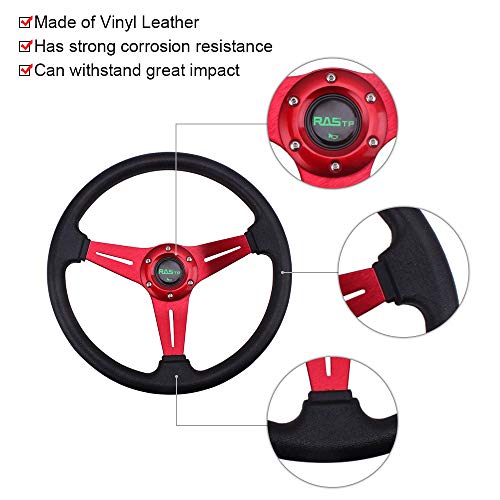 image for RASTP Universal Racing Steering Wheel 13.8”/350mm 6 Bolts Grip Vinyl