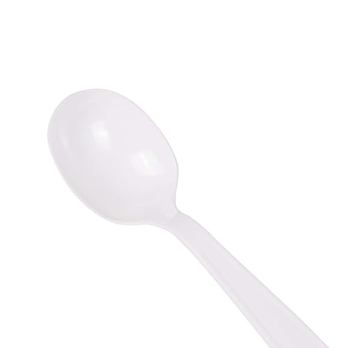Miniatura 2 de Karat [5.6 pulgadas - 1000 piezas] Cuchara de sopa desechable de plástico envuelta individualmente de peso pesado, color blanco (U3522W)